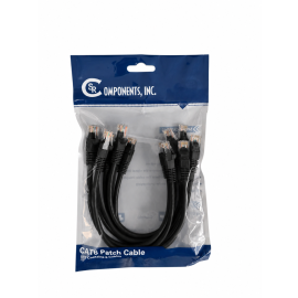 CAT 6 1' (1 foot, 1 feet, 1 ft) BLACK 6 PACK