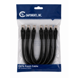 CAT 6 3' (3 foot, 3 feet, 3 ft) BLACK 6 PACK