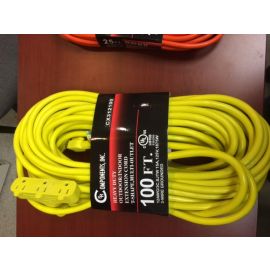 EXTENSION CORD 14/3AWG SJTW 50' (50 foot, 50 feet, 50 ft) 13A/125V YELLOW  3 Outlet