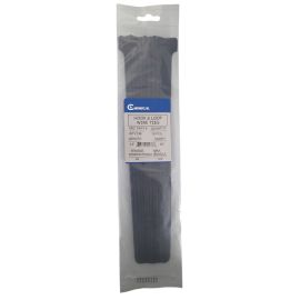 Wire tie hook & loop 13" (13 inches, 13 inch, 13 in)  black 10-pack